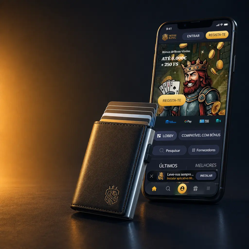 Métodos de pagamento disponíveis na app WishKing Casino em Portugal, incluindo Visa, Mastercard, Skrill e criptomoeda